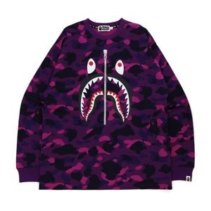 Bape COLLECTIBLE Purple Color Camo Shark Relaxed Fit Tee